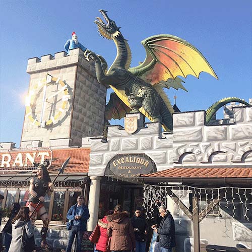 Enter to Excalibur City in Czech Republic Kids in the front seat!​