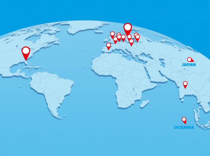 Map of SBI Sweden's contacts, illustrating the locations and representatives across various regions